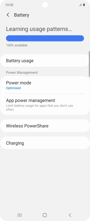 Press Power mode. Press Power mode.