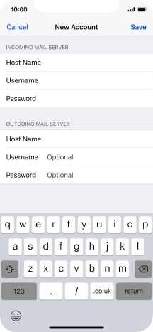 Press Username and key in the username for your email account. Please note that if you're using Vodafone's outgoing server, leave the username field empty.