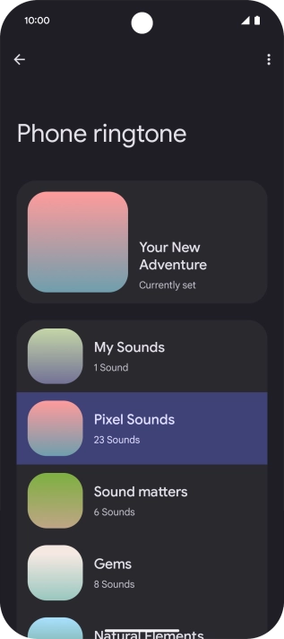 Press the required category.