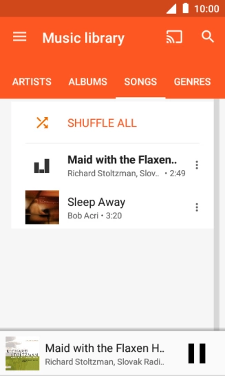 Press the song title at the bottom of the screen.
