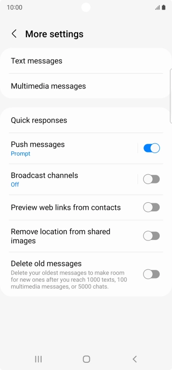 Press Text messages.