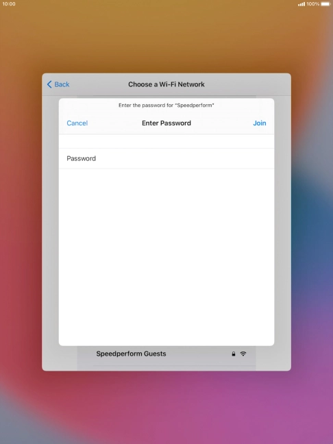 Key in the password for the Wi-Fi network and press Join.
