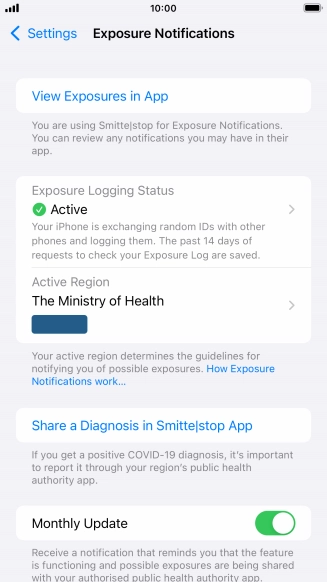 Press Exposure Logging Status.