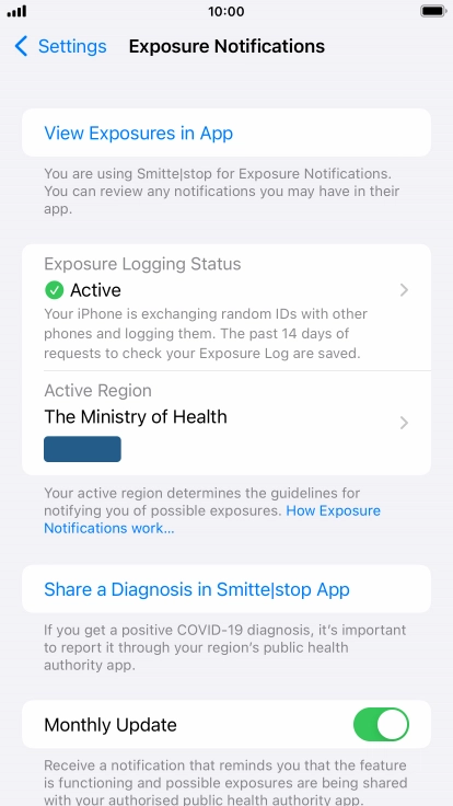 Press Exposure Logging Status.