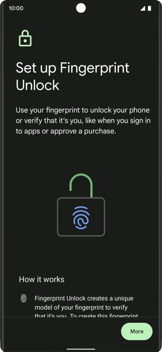 Follow the instructions on the screen to create the phone lock code using your fingerprint.