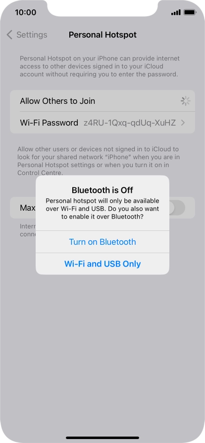 If Wi-Fi is turned on, press Wi-Fi and USB Only.