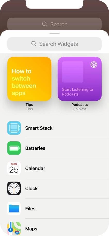 Press the required widget.