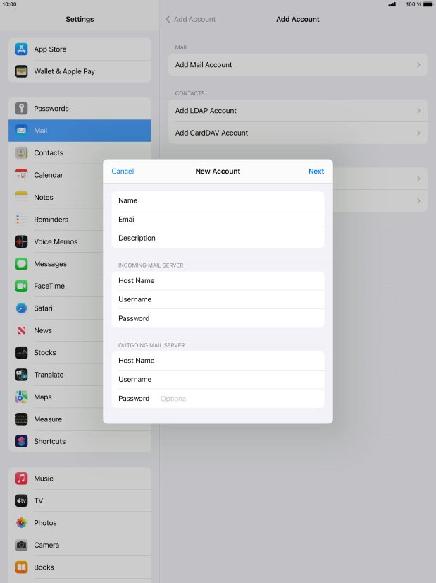 Press Password and key in the password for your email account. Please note that if you're using Vodafone's outgoing server, leave the password field empty.