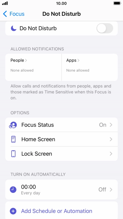 Press People and follow the instructions on the screen to select which contacts you would like to receive calls and notifications from when Do Not Disturb is turned on.