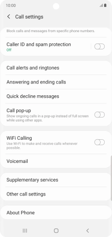 Press Supplementary services. Press Supplementary services.