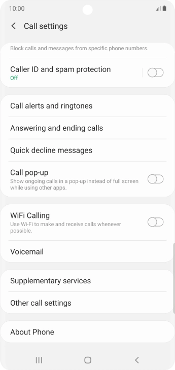 Press Supplementary services. Press Supplementary services.