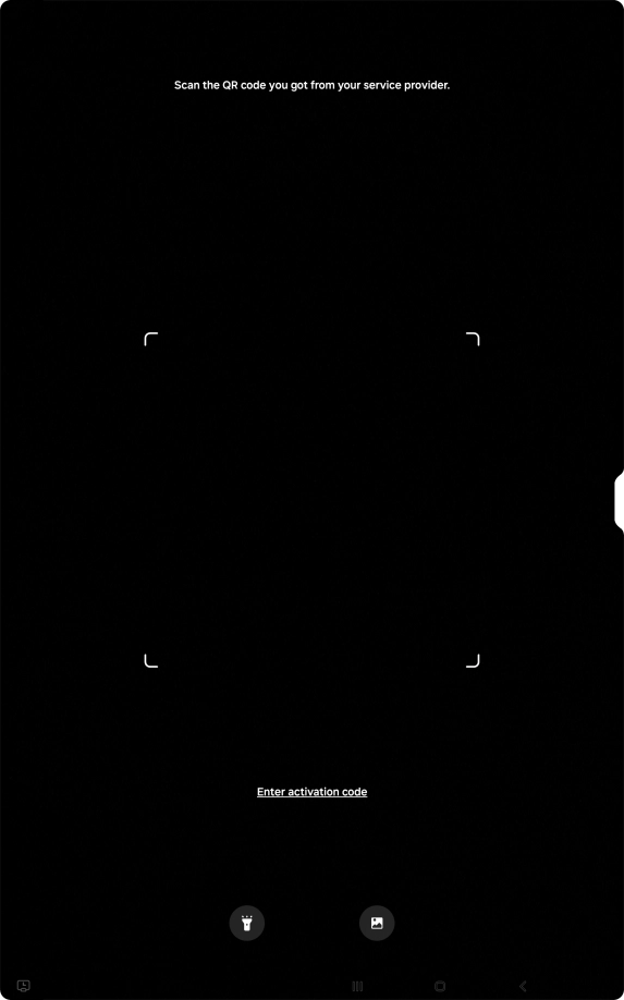 Place the QR code you've received inside the tablet camera frame to scan the code.