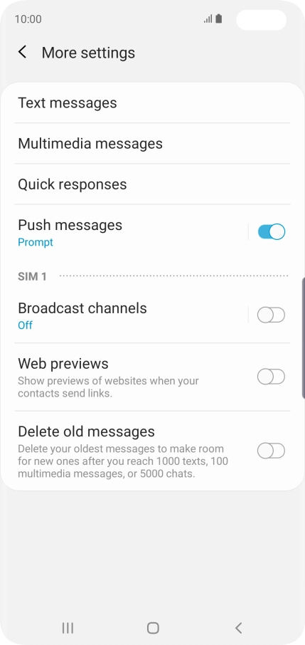 Press Text messages.