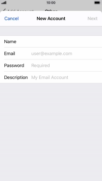 Press Email and key in your email address.