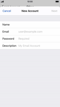 Press Email and key in your email address.