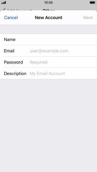Press Email and key in your email address.