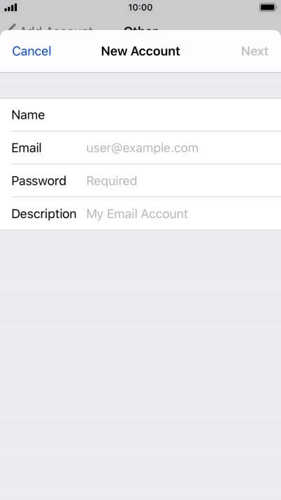 Press Email and key in your email address.