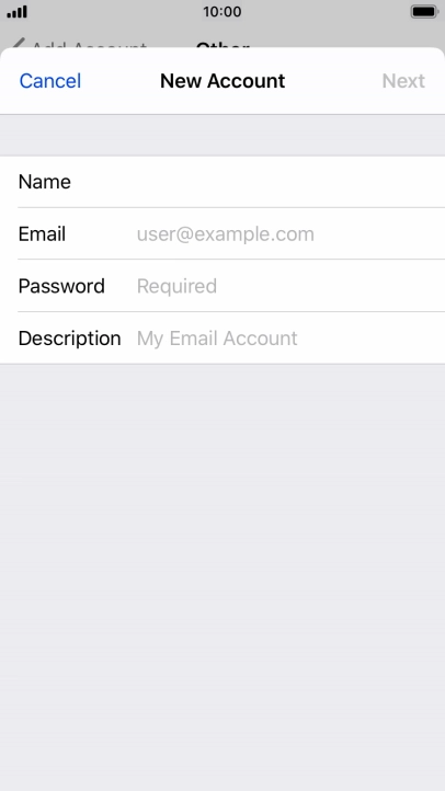 Press Email and key in your email address.
