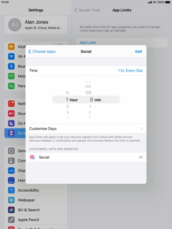 Press Customise Days.