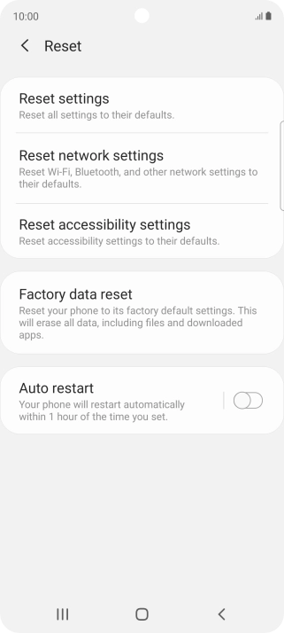 Press Factory data reset.