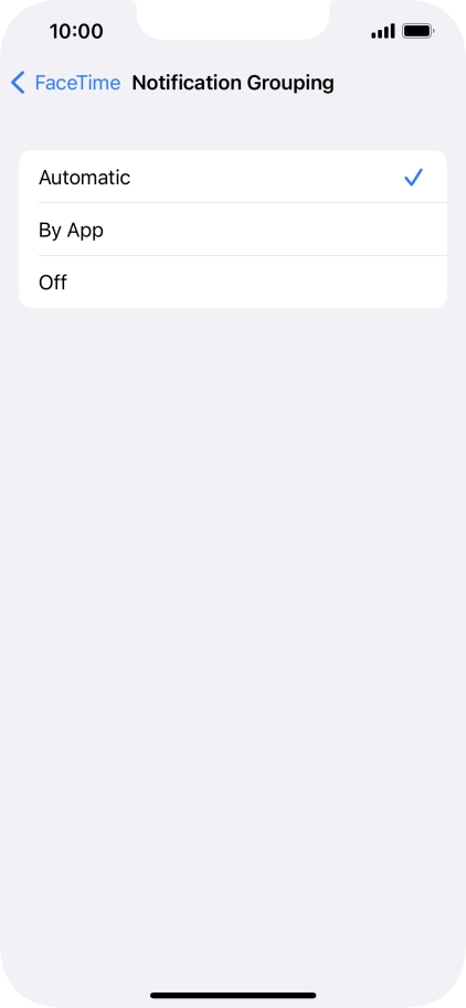 Press the required setting.