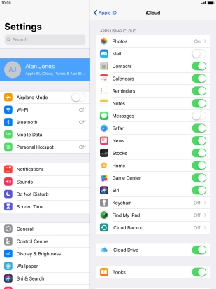 Press iCloud Backup.