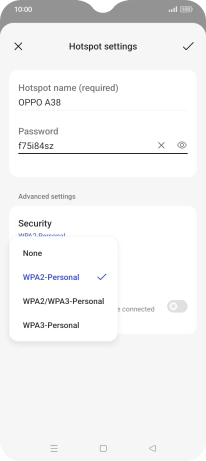 Press WPA3-Personal to password protect your Wi-Fi hotspot.