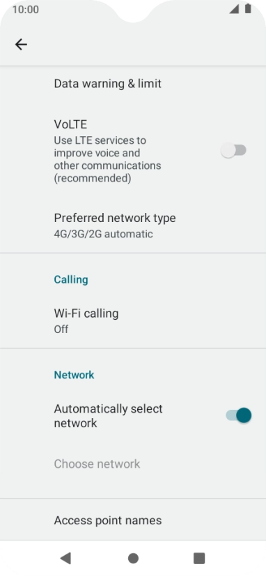 Press Preferred network type.