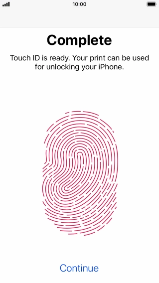 Press Continue. If you haven't previously selected a phone lock code, key in a code of your own choice twice.