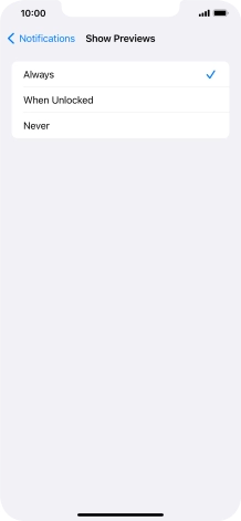 To select notification preview on the lock screen, press Always.