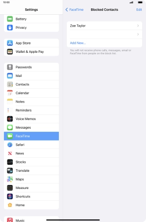 Press Add New... and follow the instructions on the screen to block a contact.