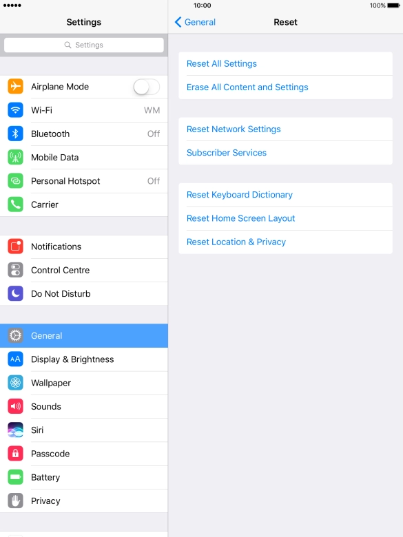 Press Reset All Settings.