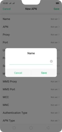 Key in Vodafone Internet and press Save.