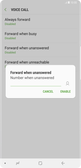 Key in +61414121121 and press ENABLE.