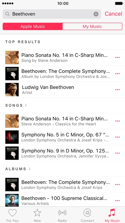 Press the dots next to the required song.