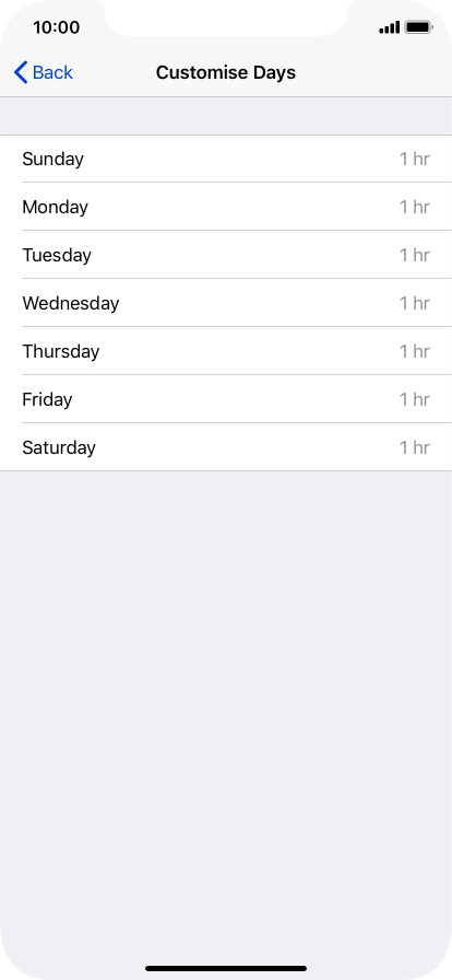 Press the required days.