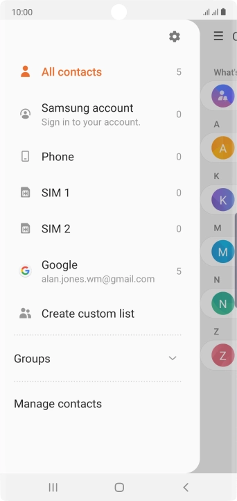 Press Manage contacts.