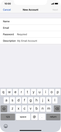 Press Password and key in the password for your email account.