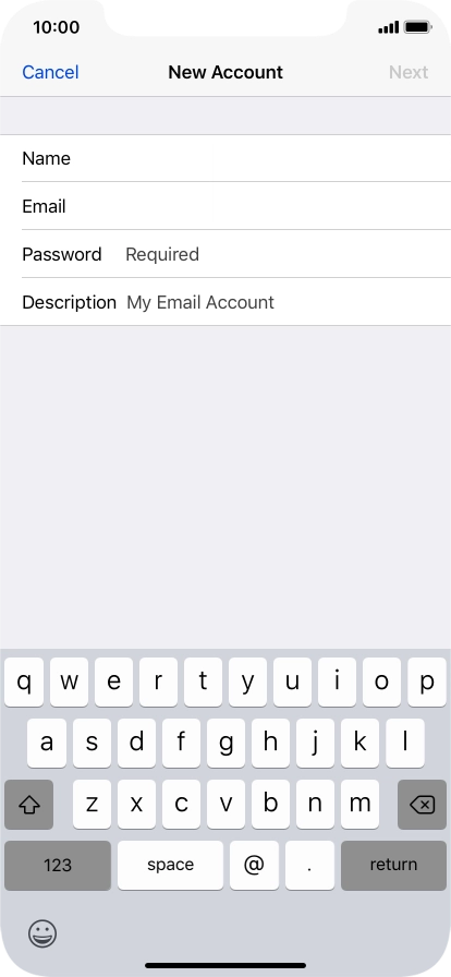 Press Password and key in the password for your email account.