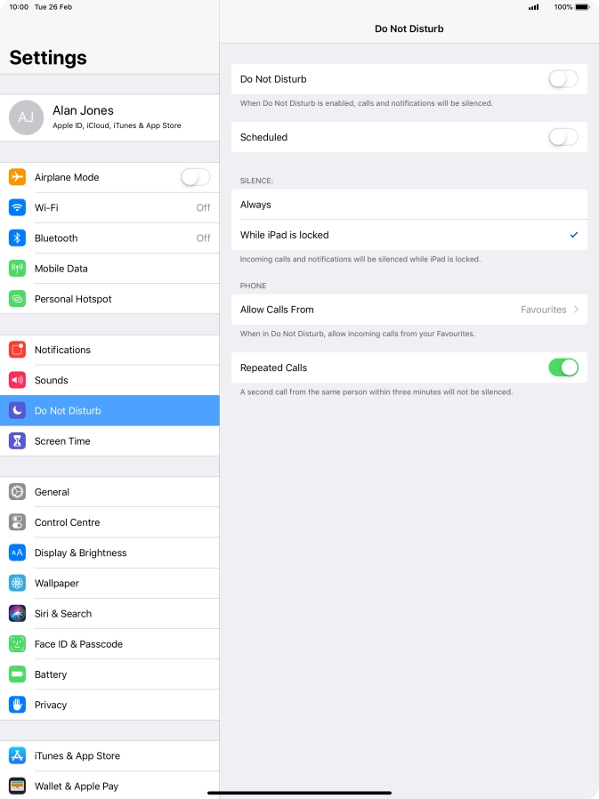Press the indicator next to 