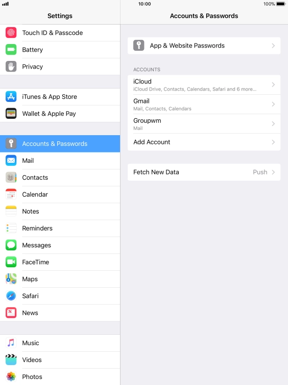 Press the required account.