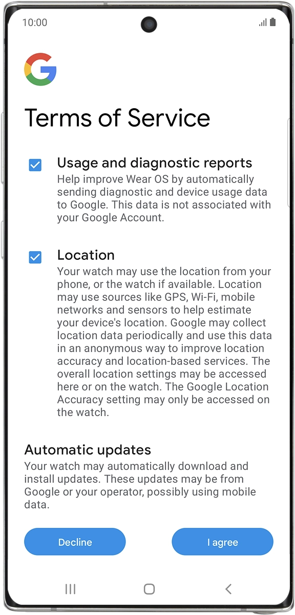 On your phone: Press I agree.