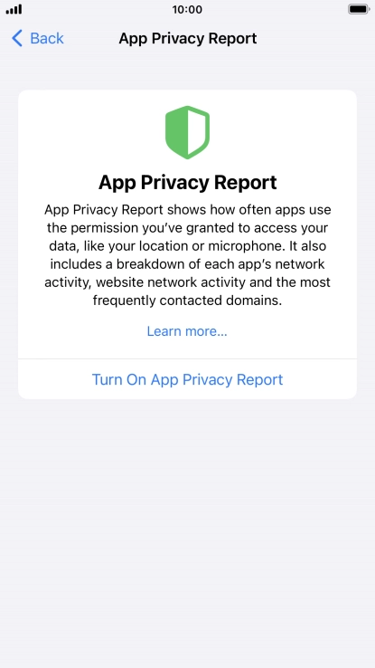Press Turn On App Privacy Report to turn on the function.