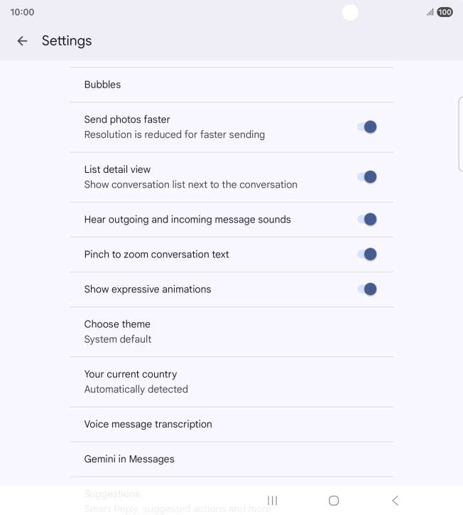 Press Gemini in Messages.