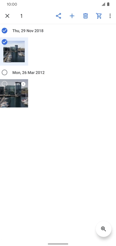 Press the required pictures or video clips to add them.