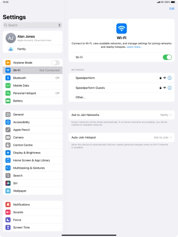 Press the required Wi-Fi network and key in the password for the Wi-Fi network.