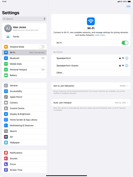 Press the required Wi-Fi network and key in the password for the Wi-Fi network.