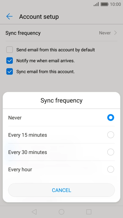 Press the required setting.