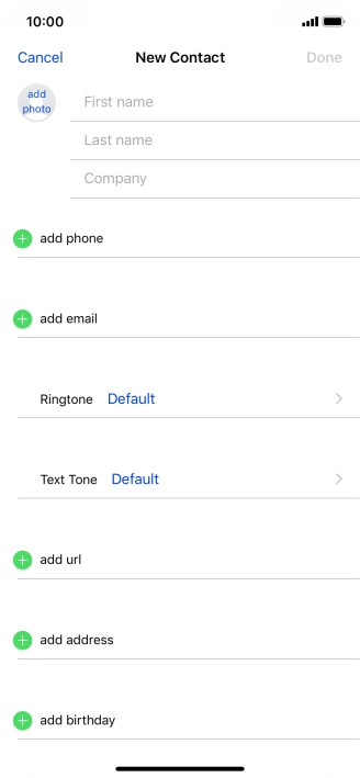Press First name and key in the first name.