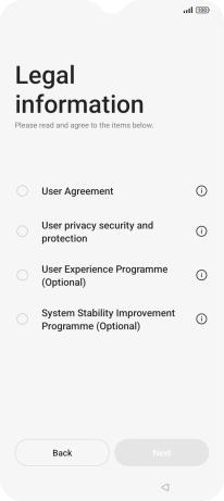 Press the fields next to the required settings to select them.